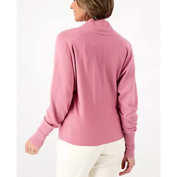 NEW Encore by Idina Menzel QVC Wrap Front Dolman Sweater Mauve Sz L Soft Cozy - Picture 2 of 4